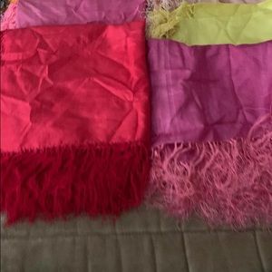 6 raw silk squares with fringe